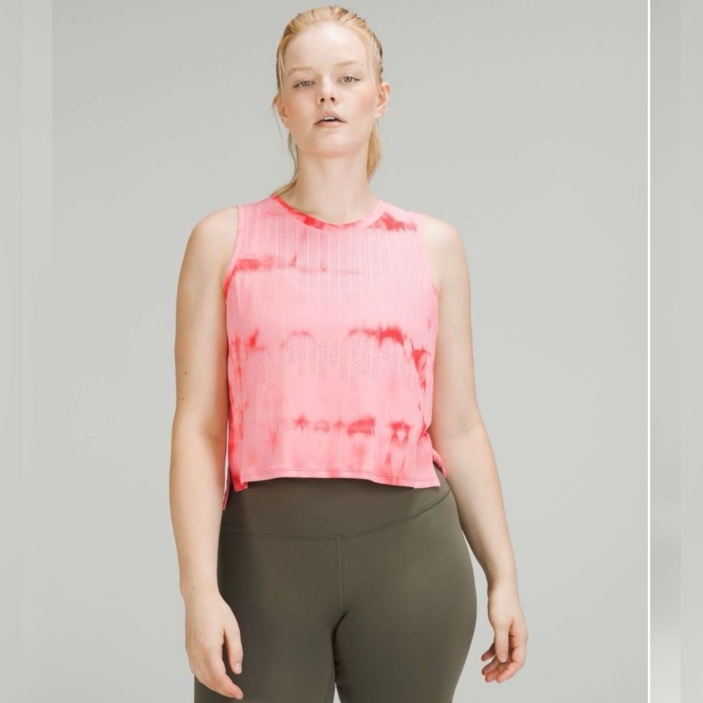 Lululemon Train to Be Tank Top, Rain Stripe Marble Dye Raspberry Cream, 2